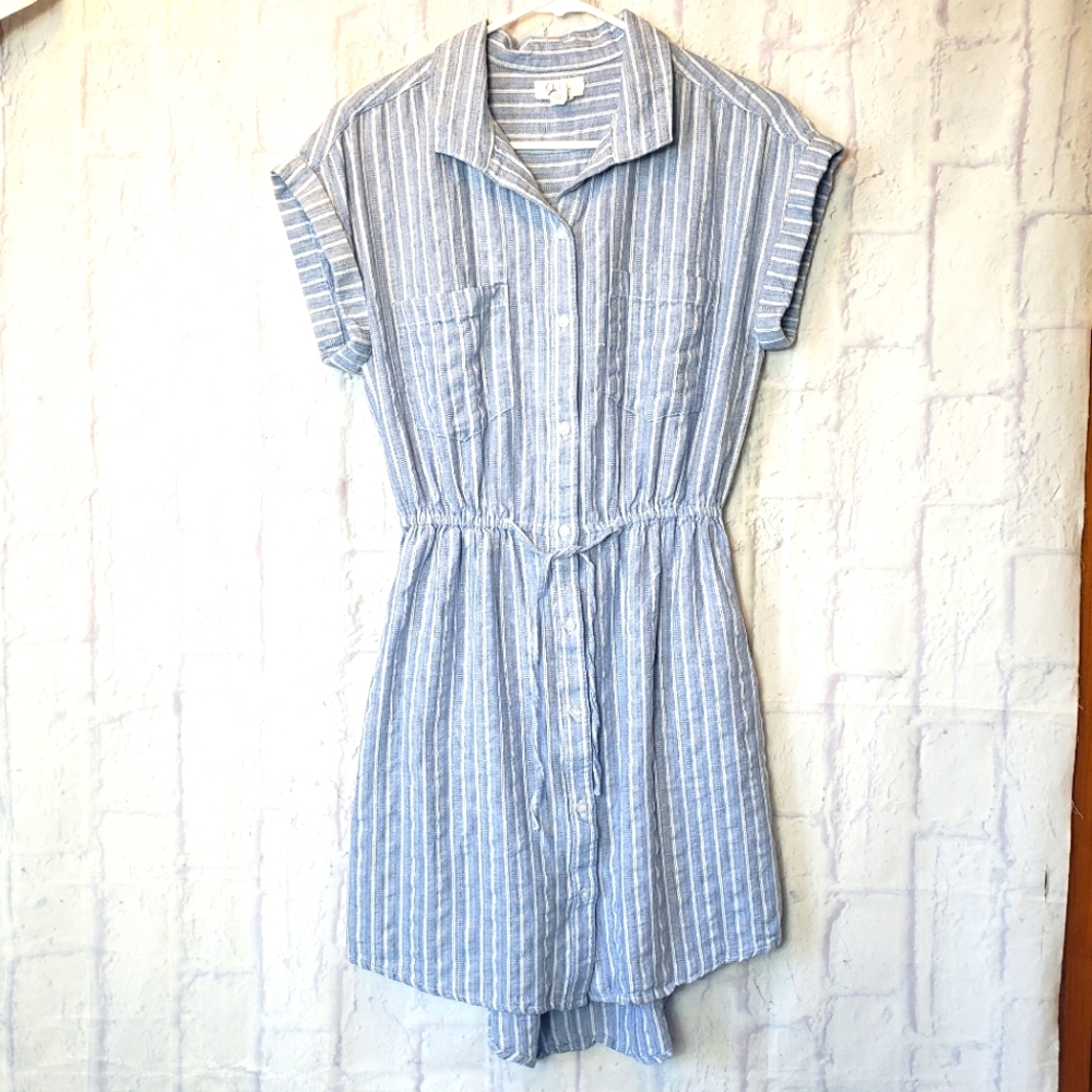 JAPNA Striped Button-down Shirt Dress